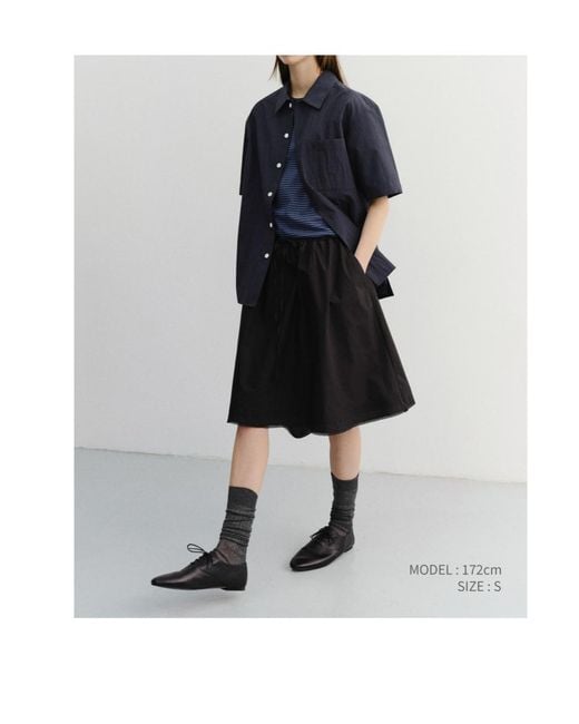 DUNST Black Lace-Trimmed Drawstring Midi Skirt