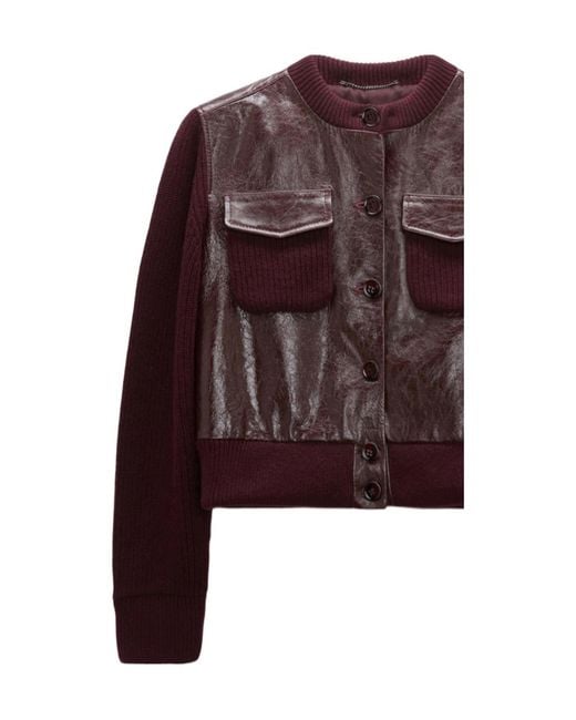 Dorothee Schumacher Brown It's A Match Lambskin-Panelled Knit Jacket