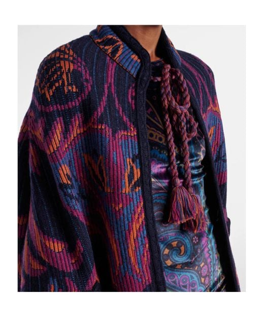Etro Purple Jacquard Cape