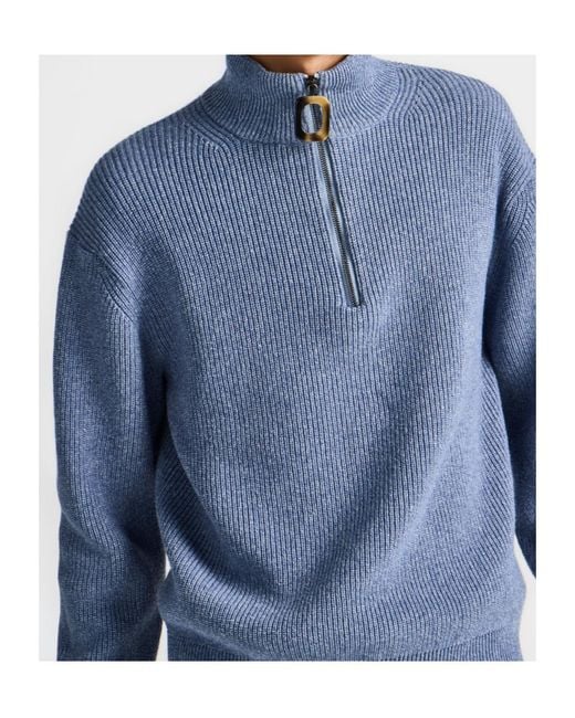 J.W. Anderson Blue Jw Anderson Ribbed Half-Zip Knitted Sweater for men