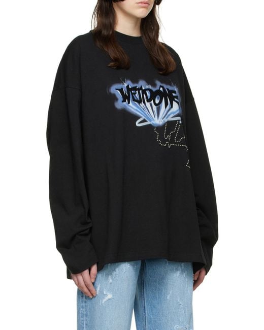 we11done Black Logo Details Long-Sleeved T-Shirt for men