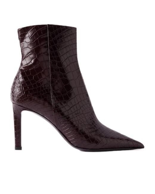 Jimmy Choo Brown Croc-Effect Leather Ankle Boots