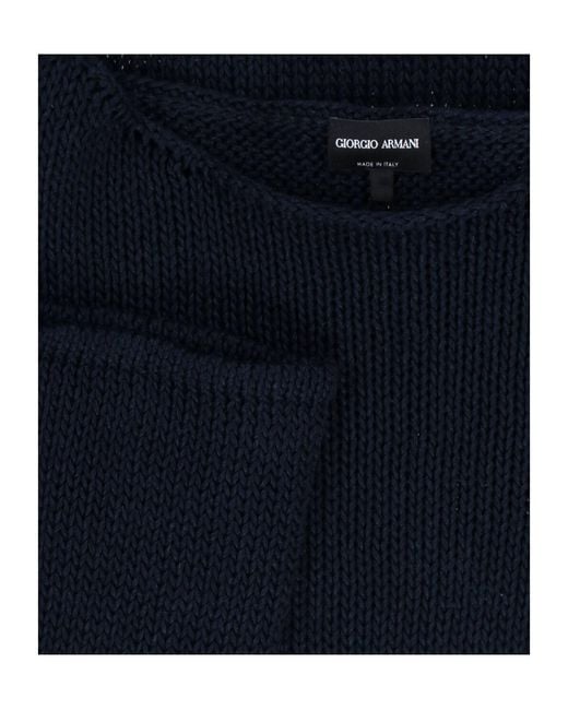 Giorgio Armani Blue Boat Neck Long-Sleeved Jumper for men