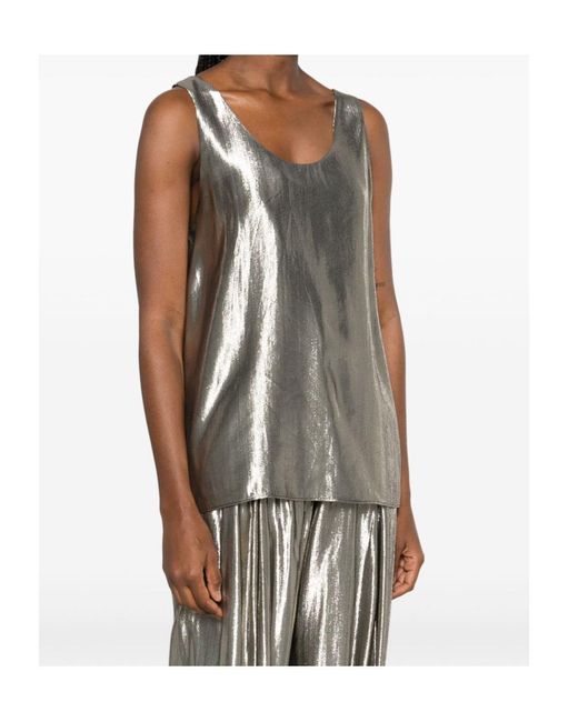 Philosophy Di Lorenzo Serafini Gray Platinum-Tone Silk Top