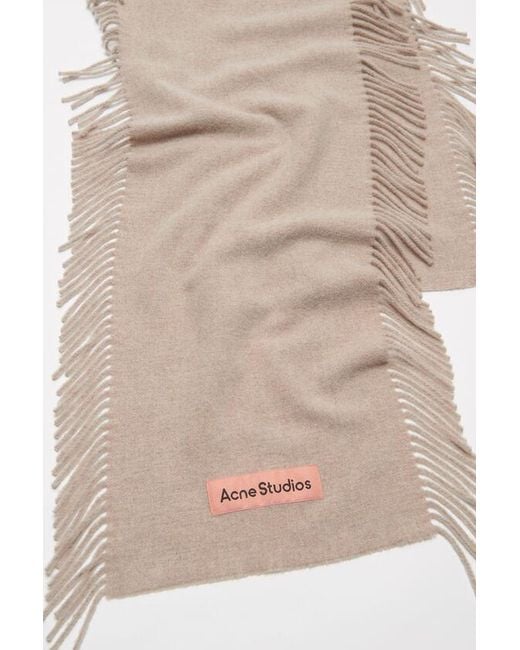 Acne Natural Wool Fringed-Edge Scarf for men