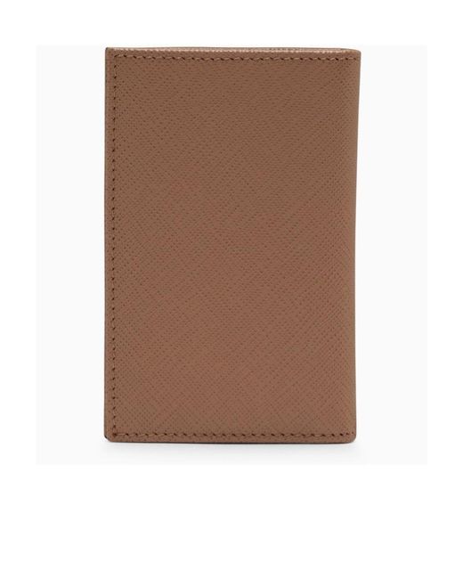 Prada Brown Triangle Logo Bifold Wallet for men
