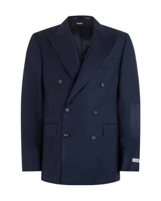 Canali Blue Long-Sleeve Double-Breasted Blazer And Trousers Two-Piece Set for men