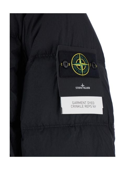 Stone Island Blue Logo Patch Bomber Jacket for men