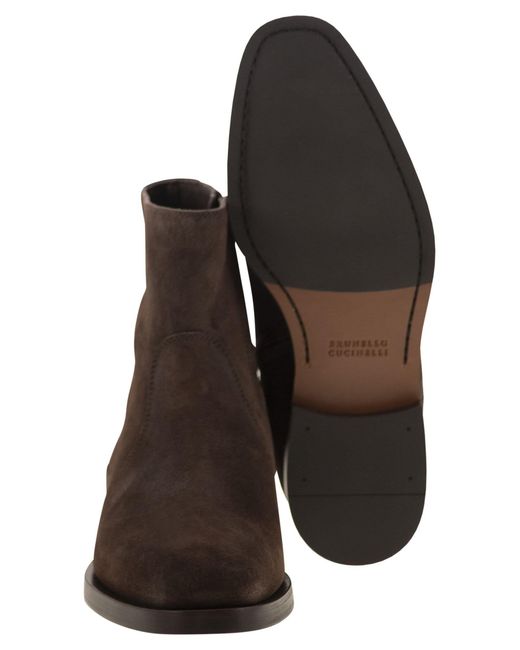 Brunello Cucinelli Brown Chelsea Boots for men