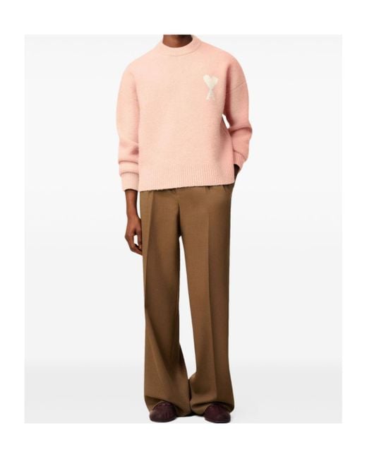 AMI Pink Ami De Coeur Sweater for men
