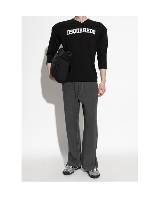 DSquared² Gray Logo Printed Track Trousers for men