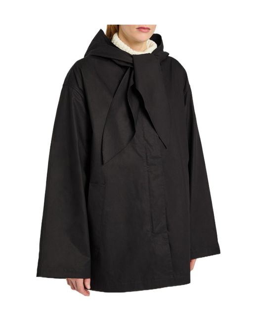Totême Black Jacket With Hooded Scarf Effect