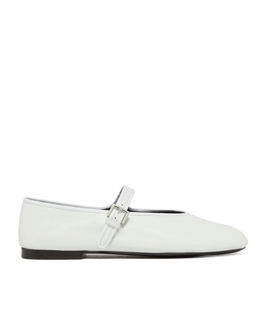 The Row White Round Head Ballet Shoes