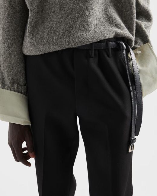 Prada White Antiqued Leather Belt for men