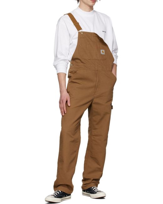 Carhartt Brown Logo-Patch Straight-Leg Dungarees for men