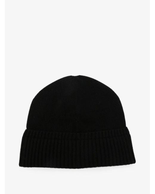 Moncler Black Logo-Patch Ribbed-Knit Beanie Hat for men