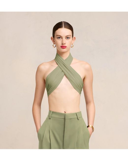 AMI Green Halterneck Cropped Top