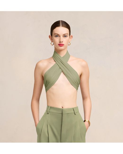 AMI Green Halterneck Cropped Top