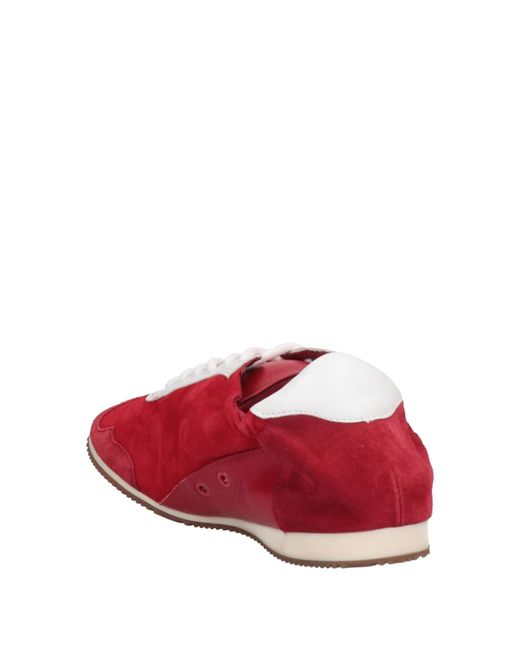 Tory Burch Red Two-Tone Leather Low-Top Sneakers