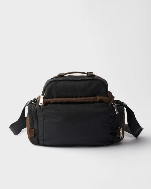 Prada Black Logo Plaque Buckled Shoulder Bag for men