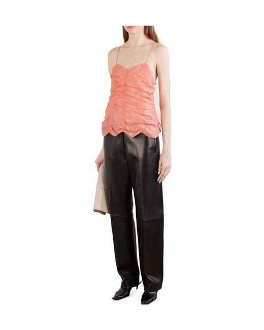 Khaite Pink Draped Silk-Blend Top