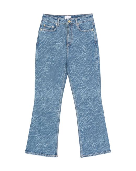 Ganni Blue Textured Five-Pocket Jeans