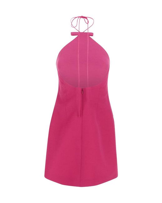 Valentino Pink Bow-Detail Halterneck Minidress