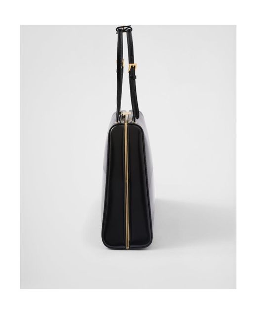 Prada Black Medium Brushed Leather Handbag