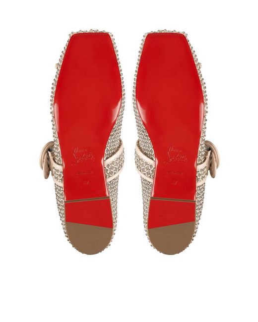 Christian Louboutin Natural Mamastrapitina Bow Detailed Flat Shoes