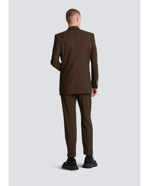 Balmain Brown Twill Jacket With Monogram Buttons for men
