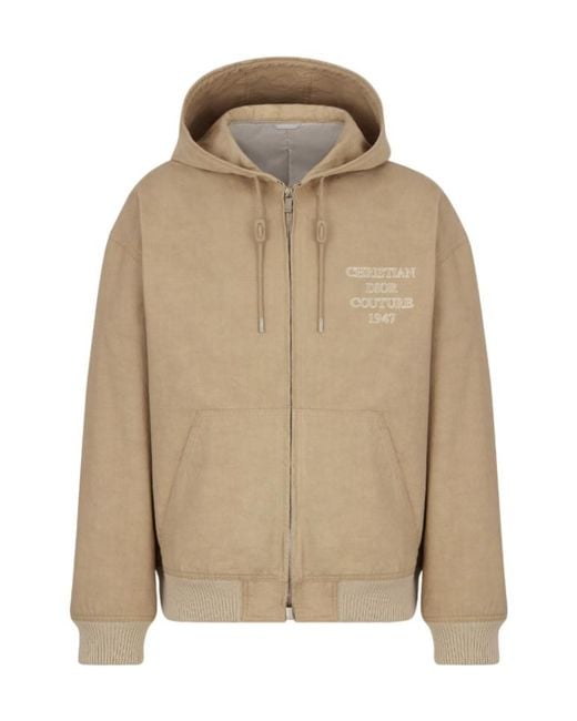 Dior Natural Homme Logo Embroidered Zip-Up Hoodie for men