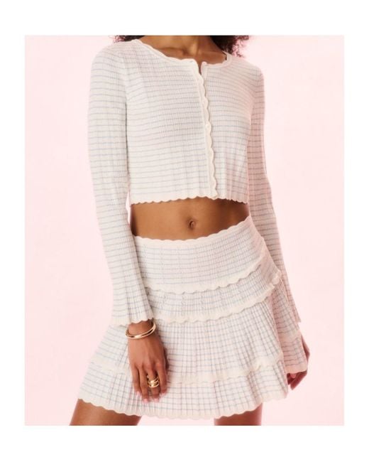 LoveShackFancy White Media Cropped Cardigan
