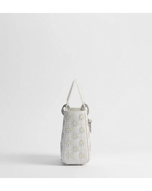 Dior White Small Lady Bag With Strap