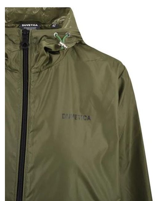 Duvetica Green Hooded Long-Sleeved Casual Jacket
