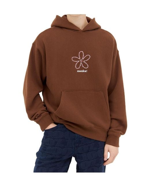 Awake Couture Brown Logo-Print Hoodie for men