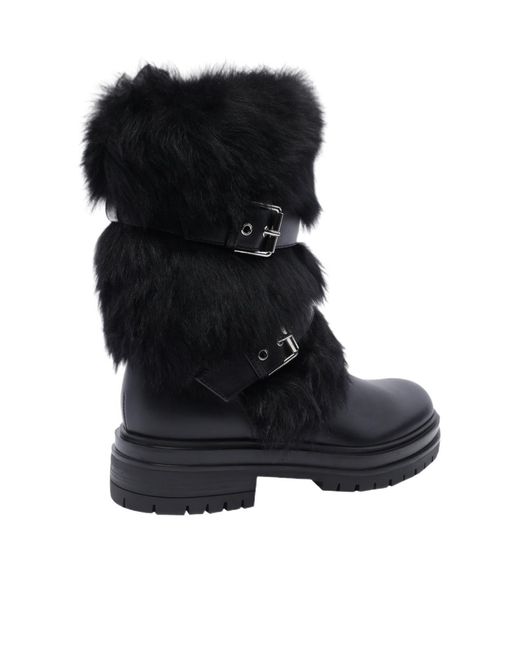 Gianvito Rossi Black Maverick Buckle Detailed Biker Boots