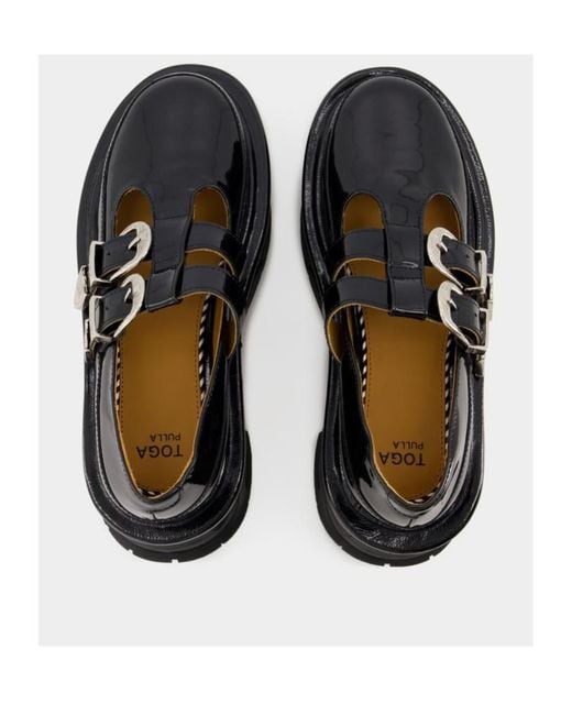Toga Black Buckled Platform Loafers