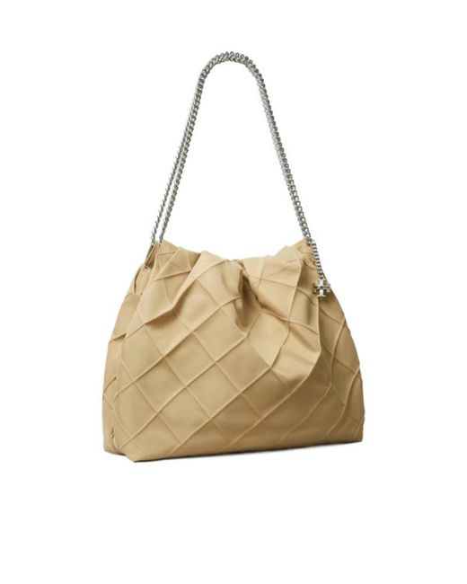 Tory Burch Natural Fleming Hobo Bag