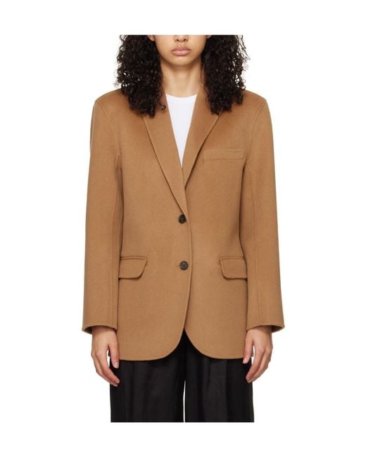 Anine Bing Natural Quinn Single Breasted Oversized Blazer