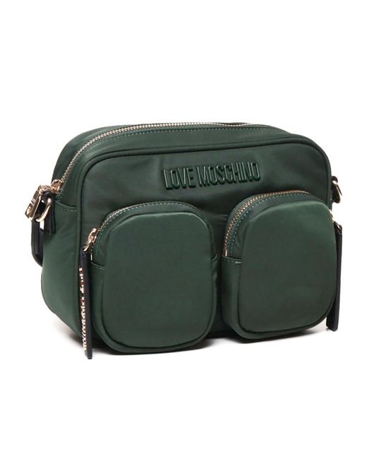 Moschino Green Love Logo Lettering Zipped Crossbody Bag