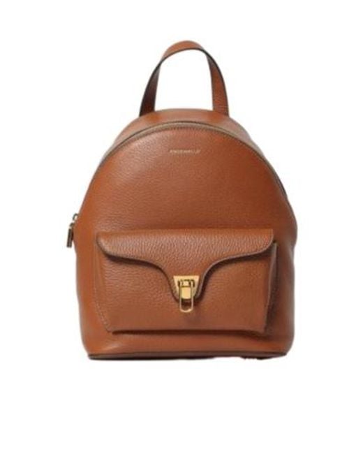 Coccinelle Brown Flap-Pocket Zip Backpack
