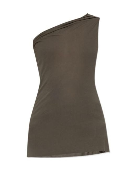Rick Owens Brown One-Shoulder Top