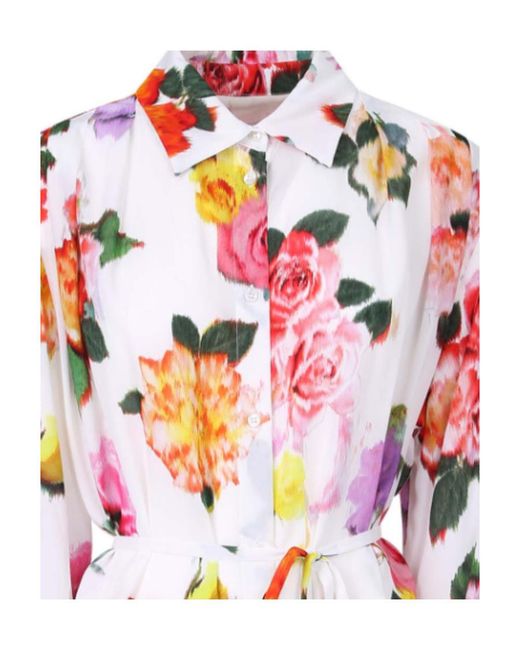 MSGM White Printed Belt Dress