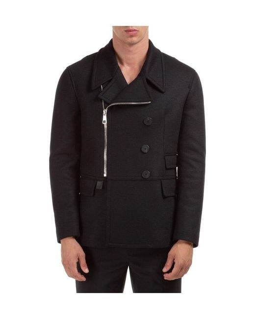 Neil Barrett Black Asymmetrical Zipper Coat for men