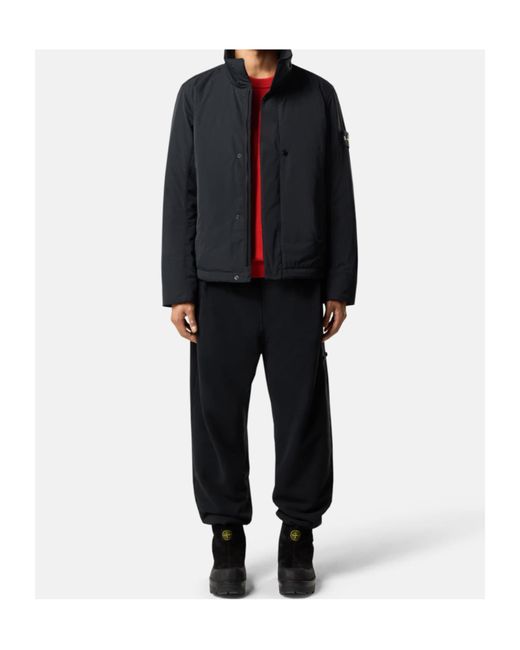 Stone Island Blue Logo Patch High Neck Jacket for men