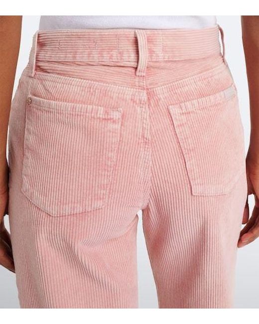 7 For All Mankind Pink Lotta Cotton Corduroy Wide-Leg Pants