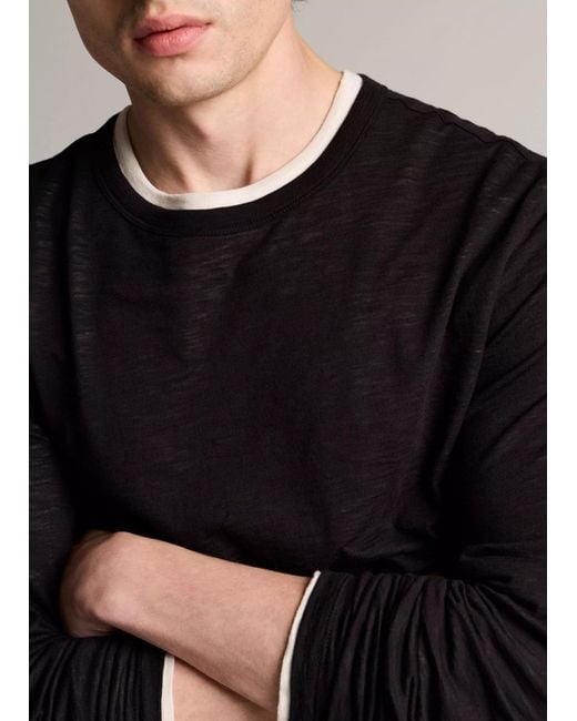 Vince Black Slub Pima Cotton Double-Layer T-Shirt for men
