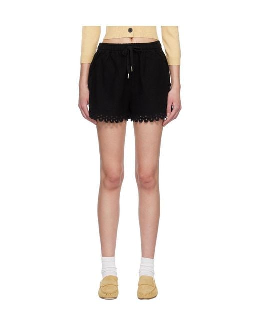 Isabel Marant Black Balyme Broderie-Anglaise Shorts