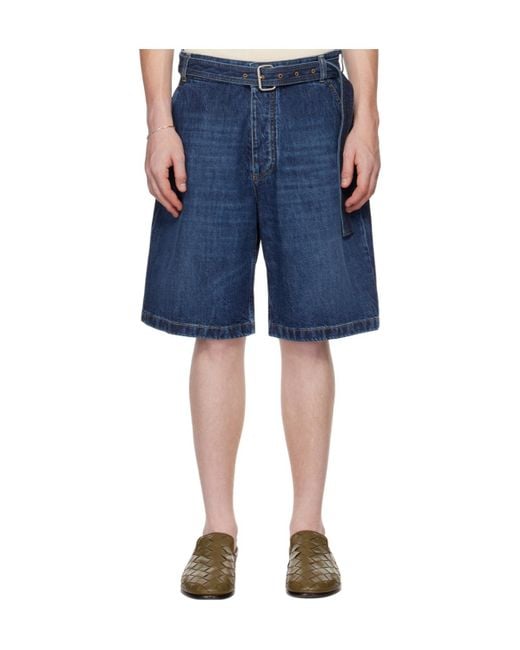 Bottega Veneta Blue Belted Denim Shorts for men