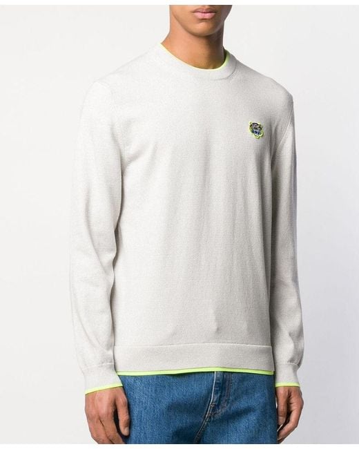 KENZO White Round-Necked Logo Pullover for men